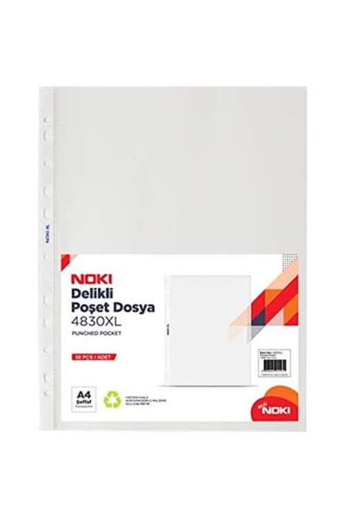 Noki Delikli Poşet Dosya XL 100 lü A4 4830XL