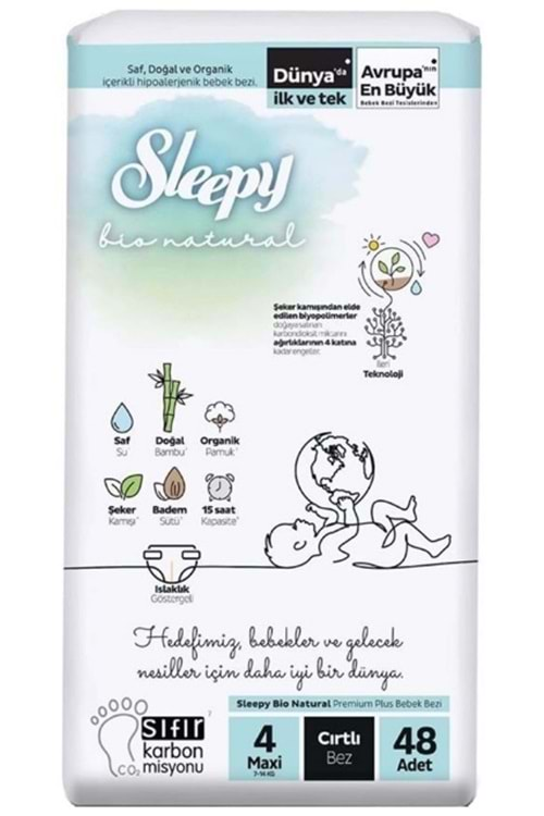 Sleepy Bio Natural Bebek Bezi 4 No 7-14 kg 48 Li Jumbo Paket