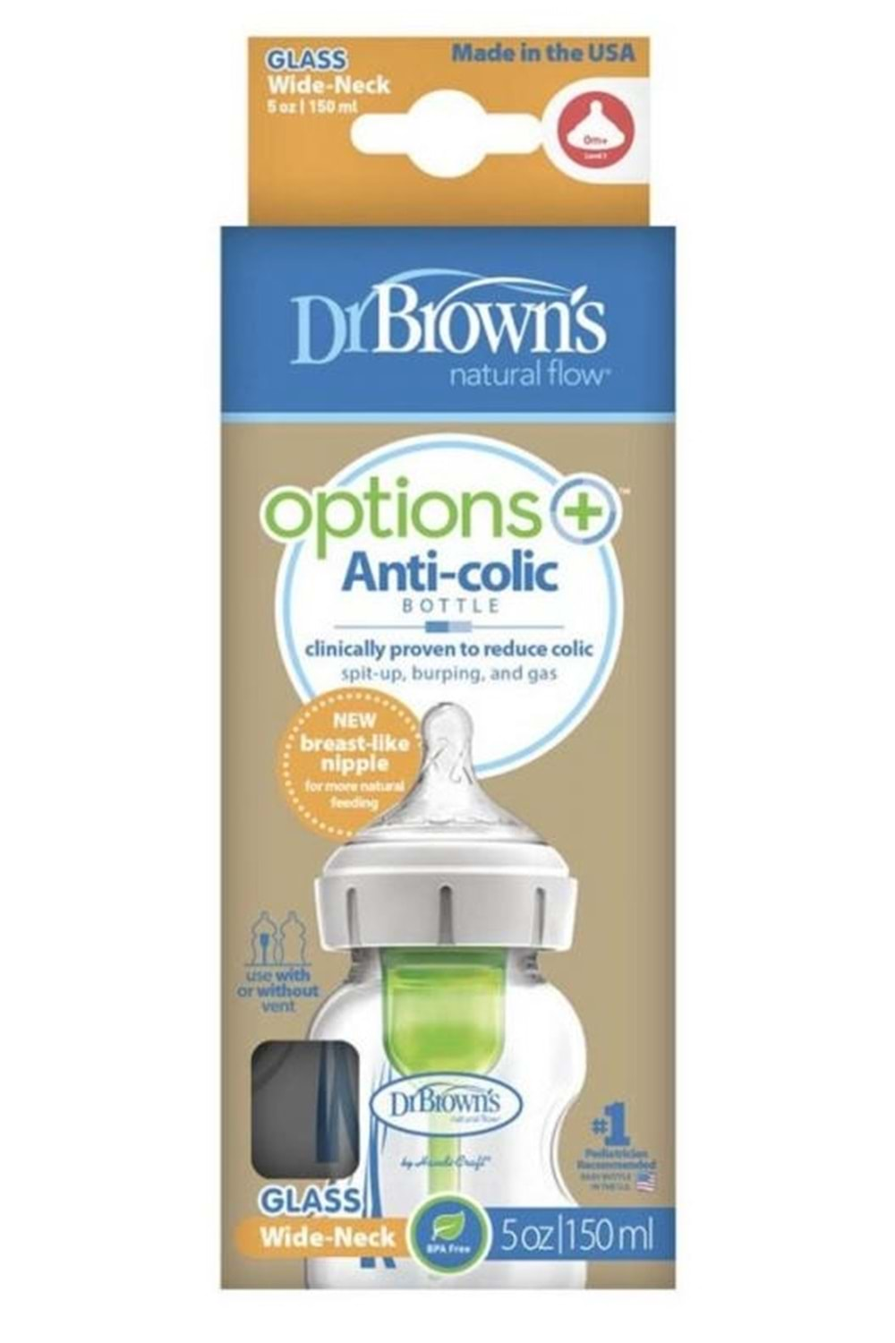 Dr Browns Options Geniş Ağız Cam Biberon 150 ml