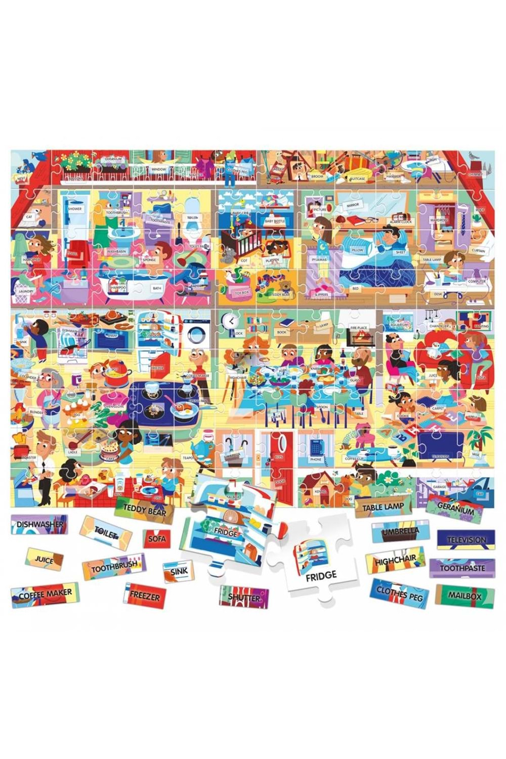 Headu 100 İngilizce Kelimeli Evim Puzzle 4-8 Yaş IT23158