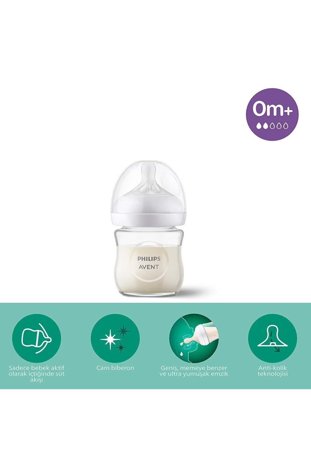 Avent Doğal Tepkili Cam Biberon 120 ml 0 Ay+ SCY930/01